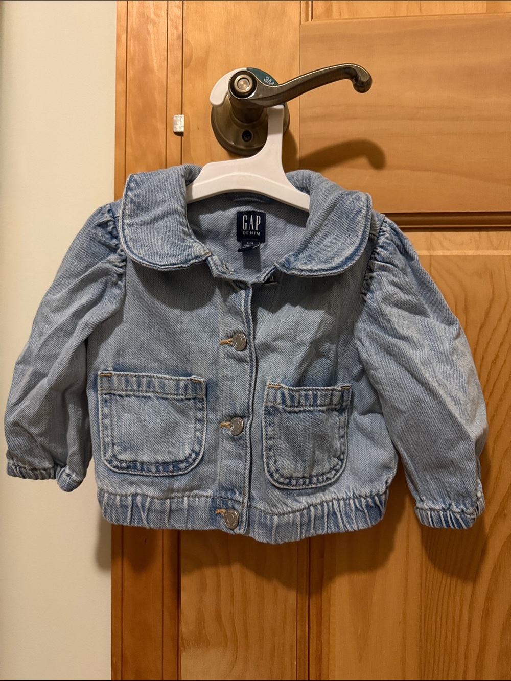GAP Light Blue Baby Denim Jacket with Rounded Collar 6-12 months